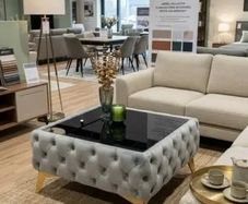 Luxury Velvet Chesterfield Coffee Table 63x63x35cm Square Velvet