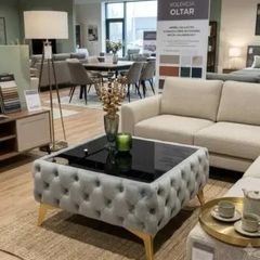 Luxury Velvet Chesterfield Coffee Table 63x63x35cm Square Velvet