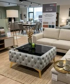 Luxury Velvet Chesterfield Coffee Table 63x63x35cm Square Velvet