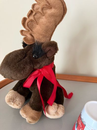 Festive moose soft toy and Santa Express Children's Christmas cup