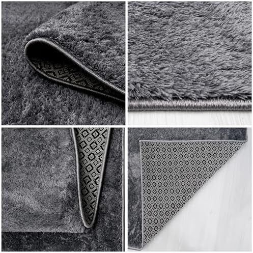 Area Rugs  Soft, Short Pile Monochrome Carpets - Anti-Slip Backing, Machine Washable, Modern Fluffy Rugs for Living Room, Bedroom, Kitchen, Enterance - Anthracite, 60x110 cm