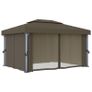 Gazebo with Curtain and String Lights 4x3 m Taupe Image 4