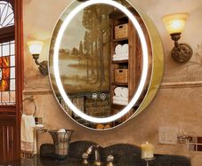 51cm Round Mirror Cabinet with Lights,with Defogger,Dimmable,Anti-Fog,3 Colors,Gold