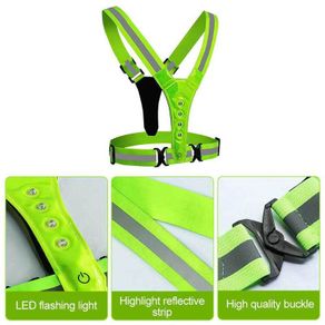 Safety Reflective Vest LED Running Light Adjustable Cycling Vest Night Warning Work Fishing Sports Vest