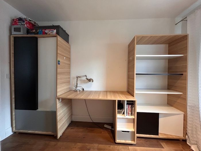 Wardrobe, bookshelf and desk