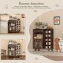 Kitchen Storage Cupboard with Mug Holder Display, Kitchen Sideboard with Drawers & Double Doors, Pantry Cabinet Unit Perfect for Coffee Station, Living Room Buffet & Home Drinks Bar - Brown Image 7