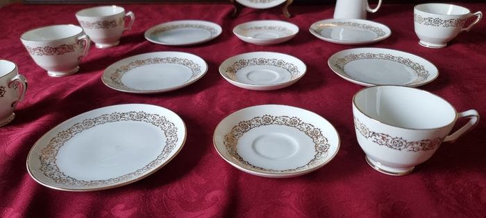 16 Piece Royal Stafford Bone China White With Gold Part Tea Set Made In England