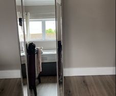 Full length mirror with beaded frame