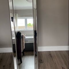 Full length mirror with beaded frame