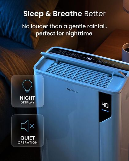 Pro Breeze 20L/Day Compressor Dehumidifier - Energy Efficient with Laundry Mode, Humidity Sensor, Carbon Air Filter for Mould, Damp & Moisture, for Home & Bedroom - WHICH? BEST BUY DEHUMIDIFIER AWARD