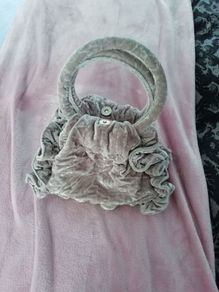 Topshop beige velvet ruffle bag