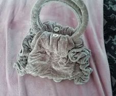 Topshop beige velvet ruffle bag