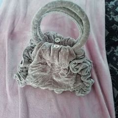Topshop beige velvet ruffle bag