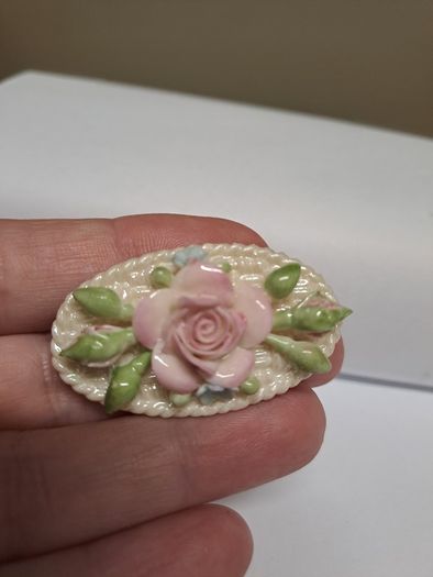 Vintage Porcelain Floral Brooch