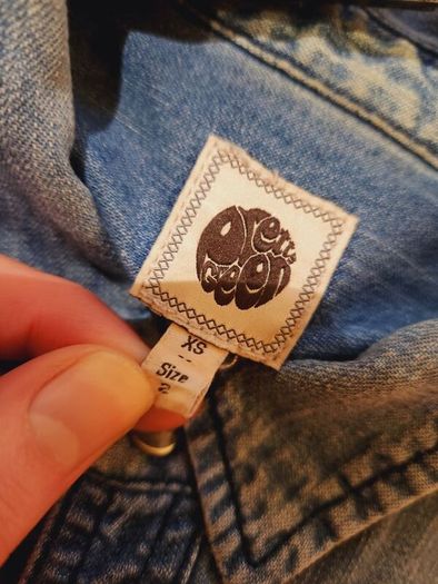 Pretty Green Embroidered Bird Vintage Denim Shirt with Pearl Effect Buttons XS Rare