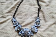 Blue &amp; Silver Chunky Flower Necklace
