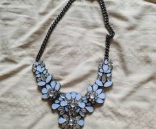 Blue & Silver Chunky Flower Necklace