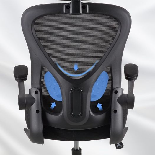 Adjustable headrest office chair, high-back ergonomic computer swivel seat with lumbar support, height adjustment, 360 rotation, tilt function, and 90 flip-up armrests for home office