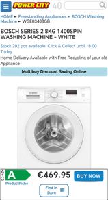 Bosch Series 2 Washing Machine 8kg 1400 spin speed