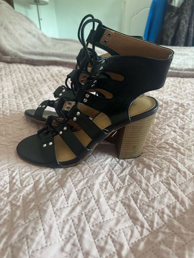 MADDEN GIRL Nyles  Gladiator Lace Up Heels Black size UK6 EU38 US8 M insole 24,1 cm (9.5 '') Postage included
