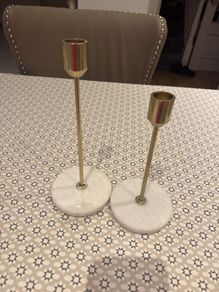 Gold and marble candle holders