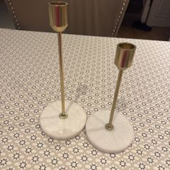 Gold and marble candle holders