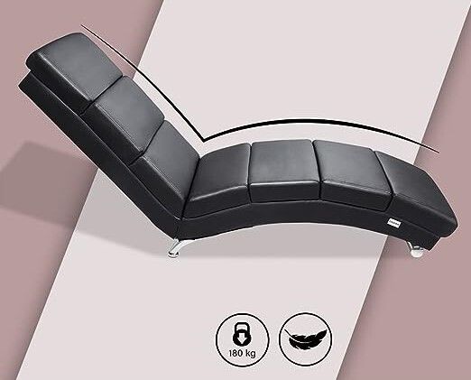 Relaxing Lounge Faux Leather  Living Room Ergonomic 186 x 55 cm Modern Recliner Chai