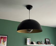 Black & Gold Dome Pendant Light with LED Included
