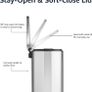 Rectangular Kitchen Pedal Bin with Steel Bar Pedal, Soft-Closing Mechanism, Brushed Stainless Steel, 50 L Image 6