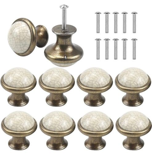 10PCS Vintage Cabinet Knobs, 33MM Ceramic Knobs, Vintage Shabby Chic Round Drawer Knobs, Kitchen Cabinet Cupboard Drawer Door Knobs Pull Handles for Chest of Drawers Kitchen Cabinet Cupboards (FREE POSTAGE)