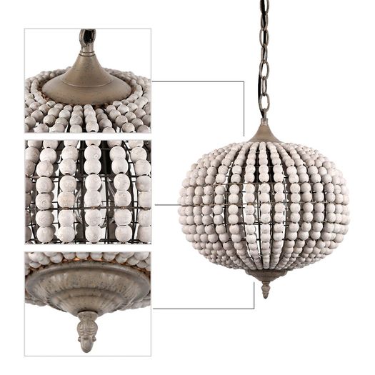 BRAND NEW Vintage country ball nature wooden bead pendant lights 220V led hanging lamp