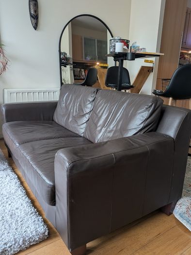 Brown Leather couches 162cm (2 available)