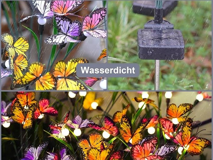 Solar Garden Lights, Upgraded Swaying Butterfly Light,Outdoor Light, Decorative Lights Yard Patio Pathway Decoration, Larger Solar Panel & Better Sway Effect (4 Pack