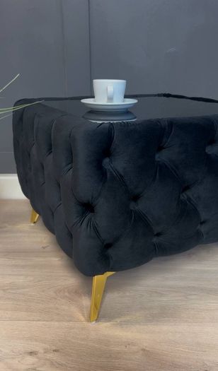 Velvet coffee table with glass