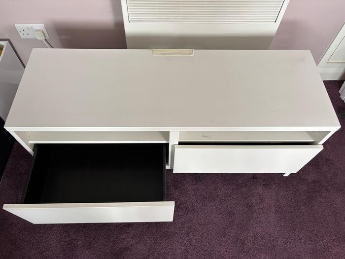 White TV Bench / Stand with Drawers