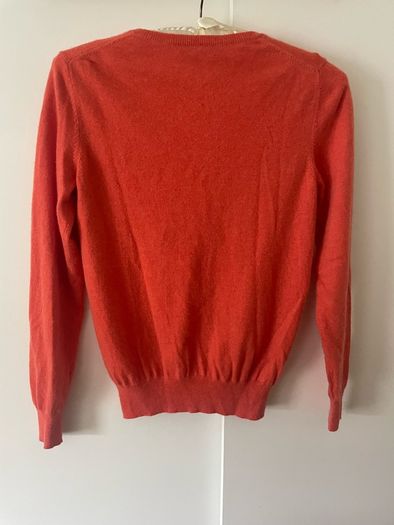 N.Peal London 100% Cashmere Jumper XS Coral V-Neck Luxury Knit