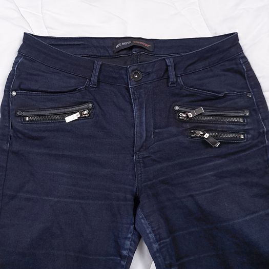Mos Mosh Dark Blue Moto Biker Zip Detail Skinny Denim Jeans Size 28/10UK/38EU