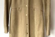 Karen Millen Satin Lined Suede Leather Duster Coat - Beige.