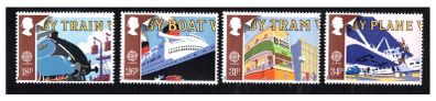 1988 England Europa Transport (Train, Boat, Planet & Train) Commemorative Stamps Mint Never Hinged (MNH)