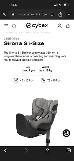 Cybex Sirona S I-size 360 rotating car seat