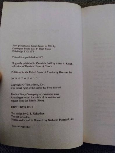 Life of Pi by Yann Martel Man Booker Prize winner 2002 in good condition with some signs of wear on the cover see photos FREE STANDARD POSTAGE INCLUDED