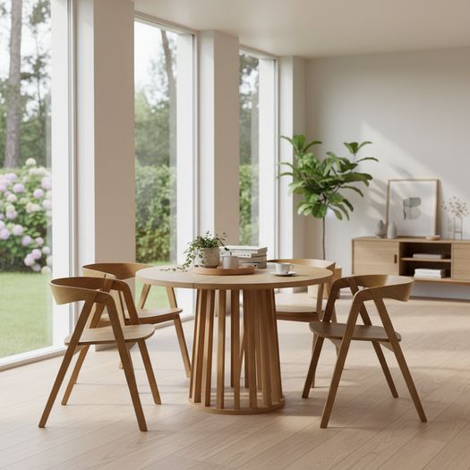 Tovo Extendable Round Dining Table Laminated 100-140cm