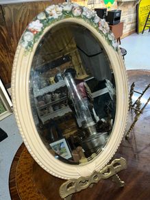 Antique WH Bossons ornate hand painted mirror
