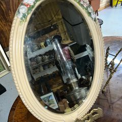 Antique WH Bossons ornate hand painted mirror