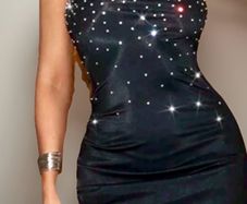 Black Strapless Debs / Prom Dress Full Length Glitter Ball Gown