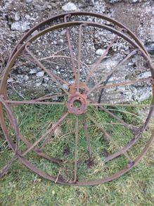 Old hay rake wheels
