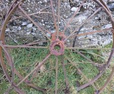 Old hay rake wheels