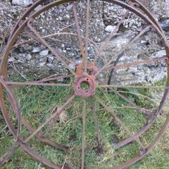 Old hay rake wheels