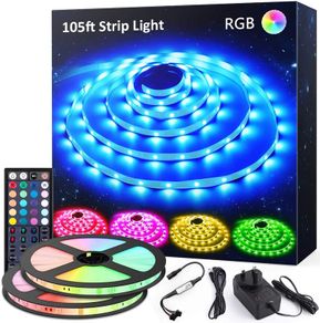 32M(105ft) LED Strip Lights with RF Remote, Novostella Colour Changing Lighting Strips Full Kit, Multi-Mood Dimmable Ribbon Light Tape for Bedroom Home TV Kitchen 960 5050 LEDs & Easy Installation [Energy Class A+]