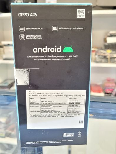 Oppo A76 4G/LTE Glowing Black 128GB Dual-SIM Factory Unlocked.